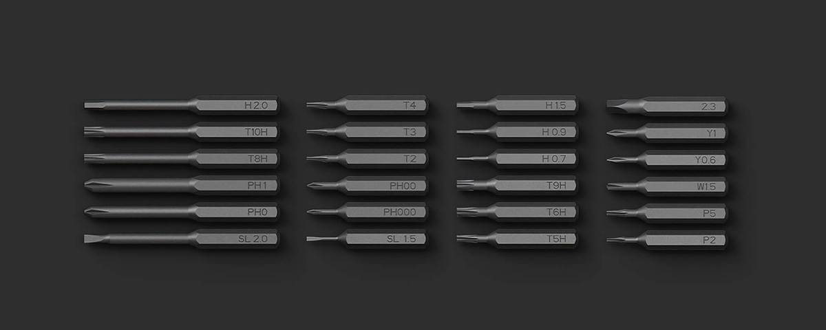 24 x precyzyjne końcówki wkręcające ze stali S2