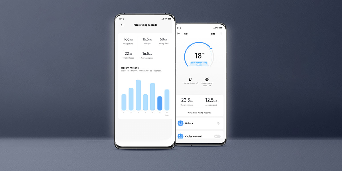 Xiaomi Electric Scooter 3 Lite - Ulepszony interfejs aplikacji ze zwizualizowanymi informacjami na pierwszy rzut oka
