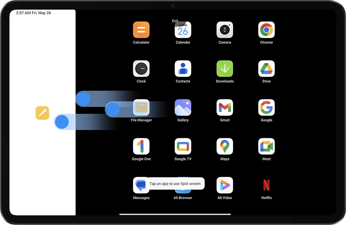 Xiaomi Pad 6 - Przesuwanie trzema palcami