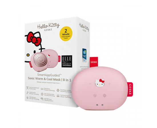 Soniczny masażer do twarzy Cool & Warm 8w1 Geske z aplikacją - Hello Kitty Różowy