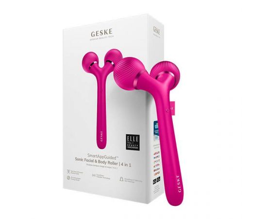 Roller soniczny do twarzy i ciała 4w1 Geske z aplikacją - Magenta